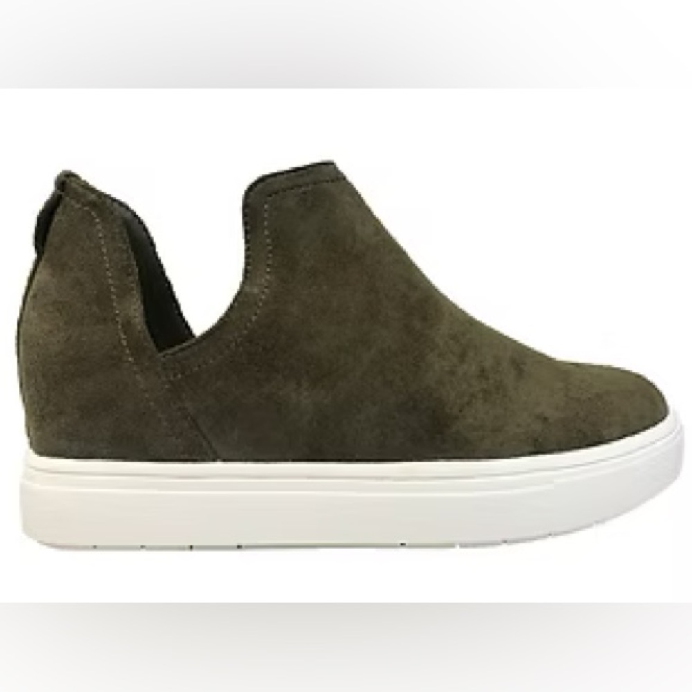 Women's Olive Suede Slip-On Sneakers